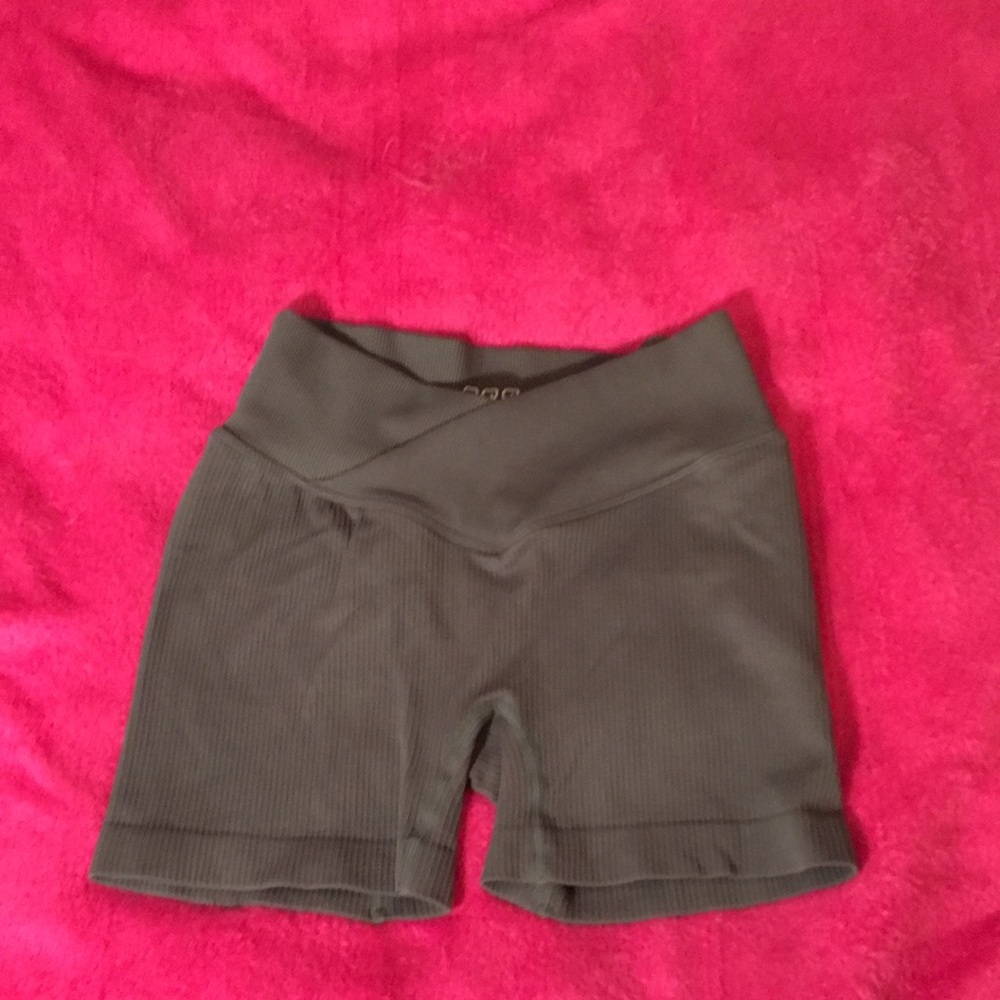 Green Stretchy Bike Shorts with Hourglass Waistband